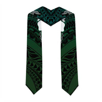Polynesia Floral Tattoo Graduation Stole With Aqua Gradient Plumeria LT05 - Polynesian Pride