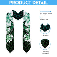 Polynesia Floral Tattoo Graduation Stole With Aqua Gradient Plumeria LT05 - Polynesian Pride