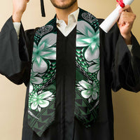 Polynesia Floral Tattoo Graduation Stole With Aqua Gradient Plumeria LT05 - Polynesian Pride