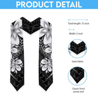 Polynesia Floral Tattoo Graduation Stole With Black Plumeria LT05 - Polynesian Pride