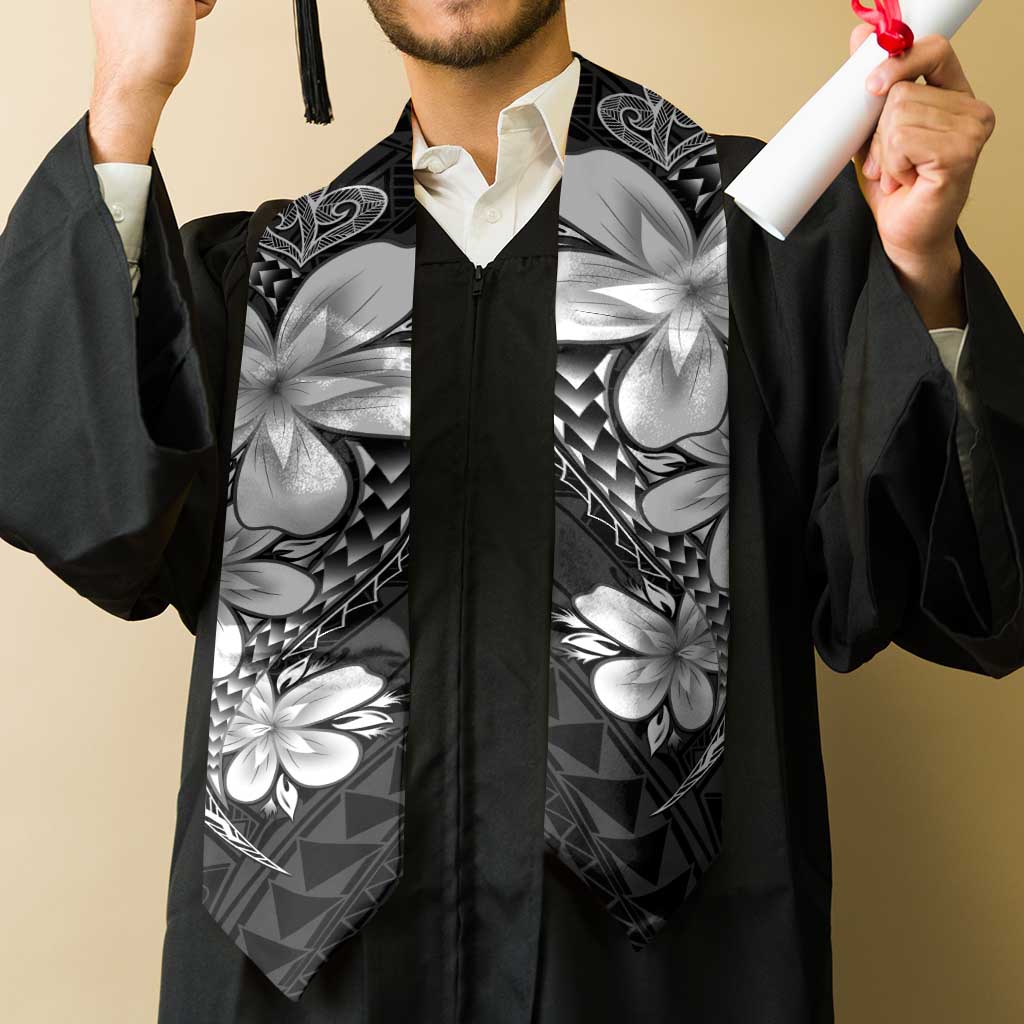 Polynesia Floral Tattoo Graduation Stole With Black Plumeria LT05 - Polynesian Pride