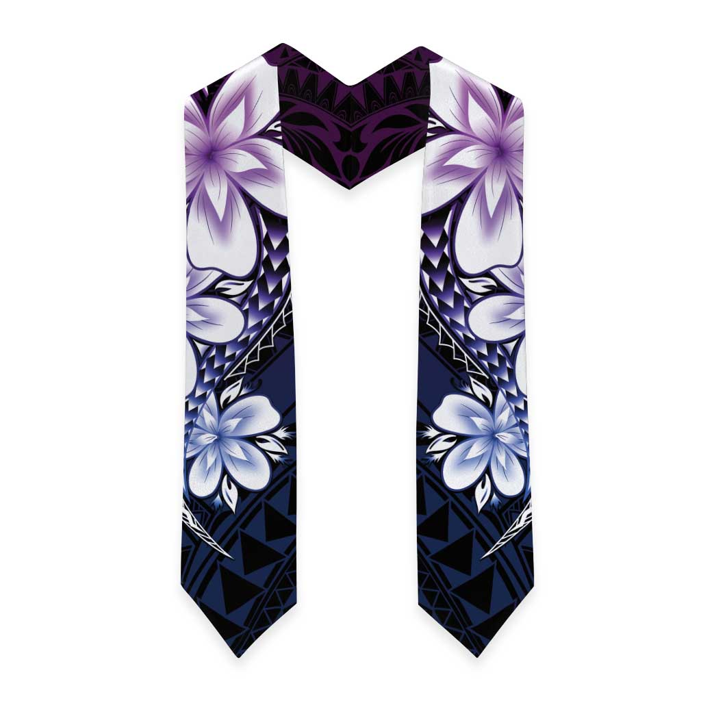 Polynesia Floral Tattoo Graduation Stole With Purple Gradient Plumeria LT05 - Polynesian Pride
