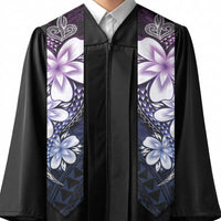 Polynesia Floral Tattoo Graduation Stole With Purple Gradient Plumeria LT05 - Polynesian Pride