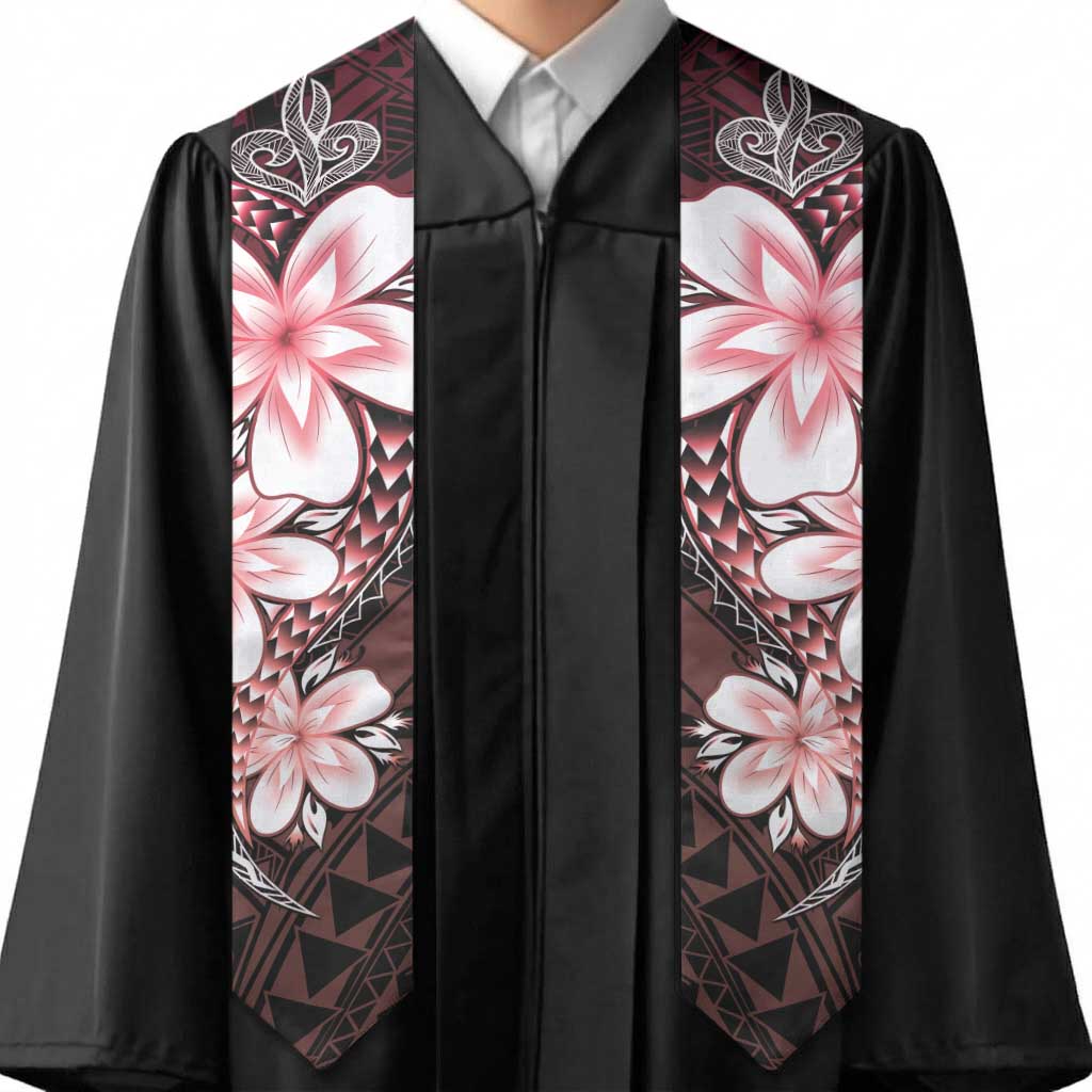 Polynesia Floral Tattoo Graduation Stole With Red Gradient Plumeria LT05 - Polynesian Pride