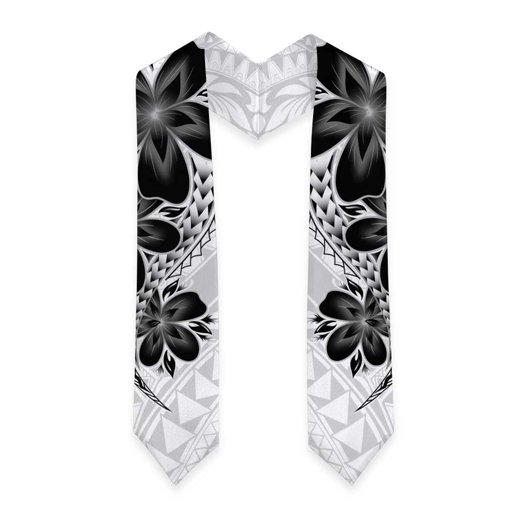 Polynesia Floral Tattoo Graduation Stole With White Plumeria