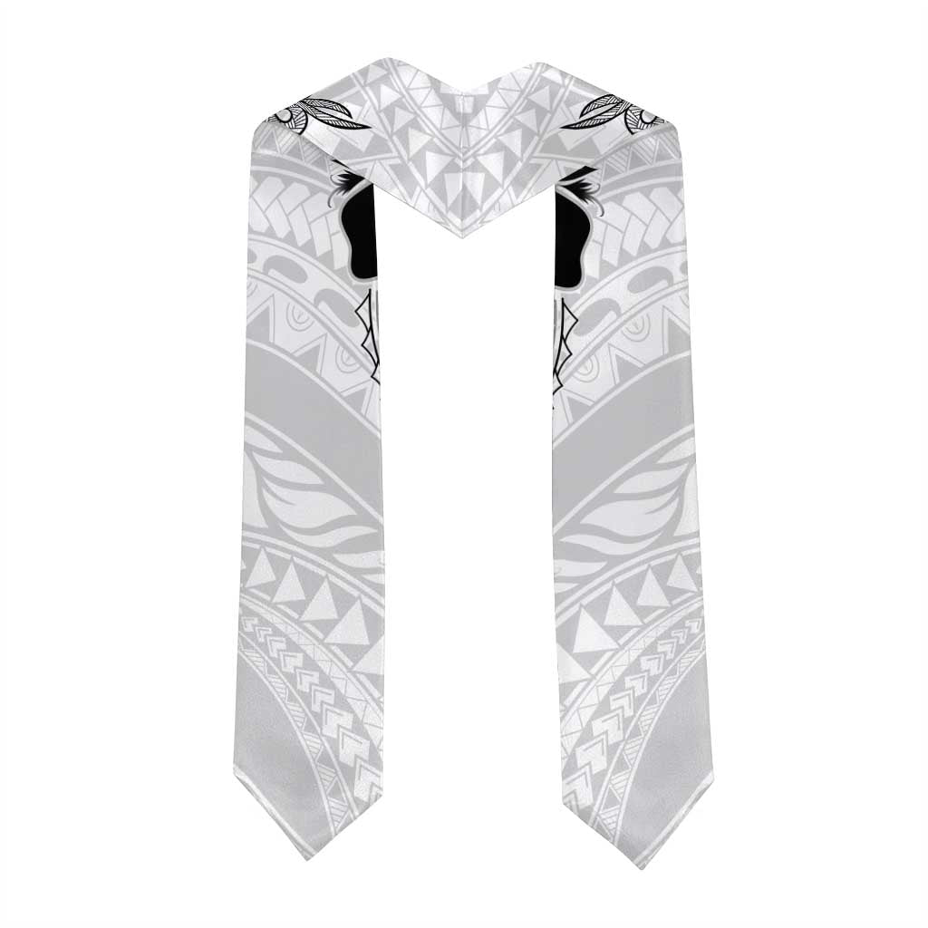 Polynesia Floral Tattoo Graduation Stole With White Plumeria