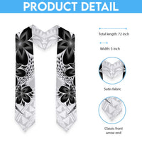 Polynesia Floral Tattoo Graduation Stole With White Plumeria