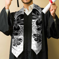 Polynesia Floral Tattoo Graduation Stole With White Plumeria