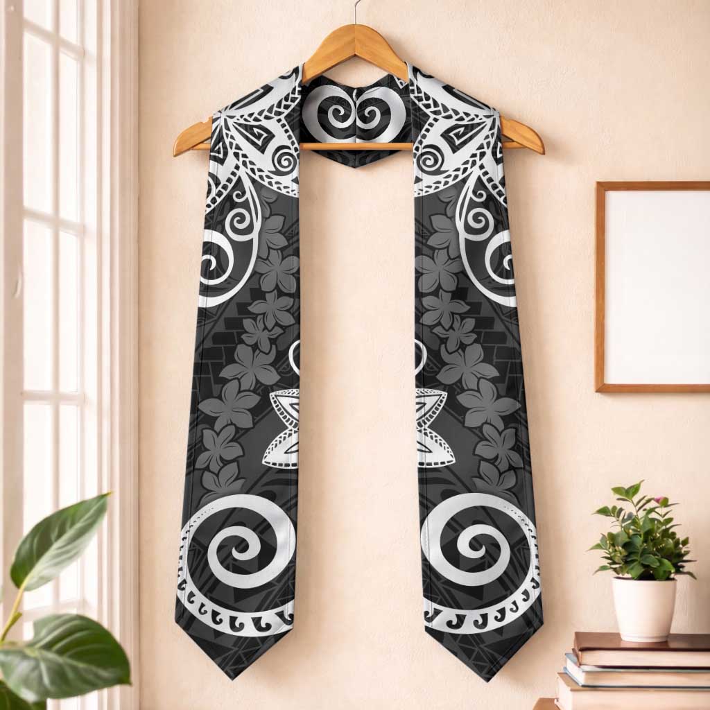 Polynesia Graduation Stole Black Floral Pattern