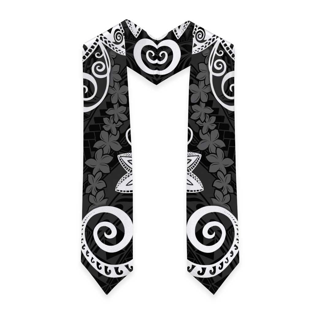 Polynesia Graduation Stole Black Floral Pattern