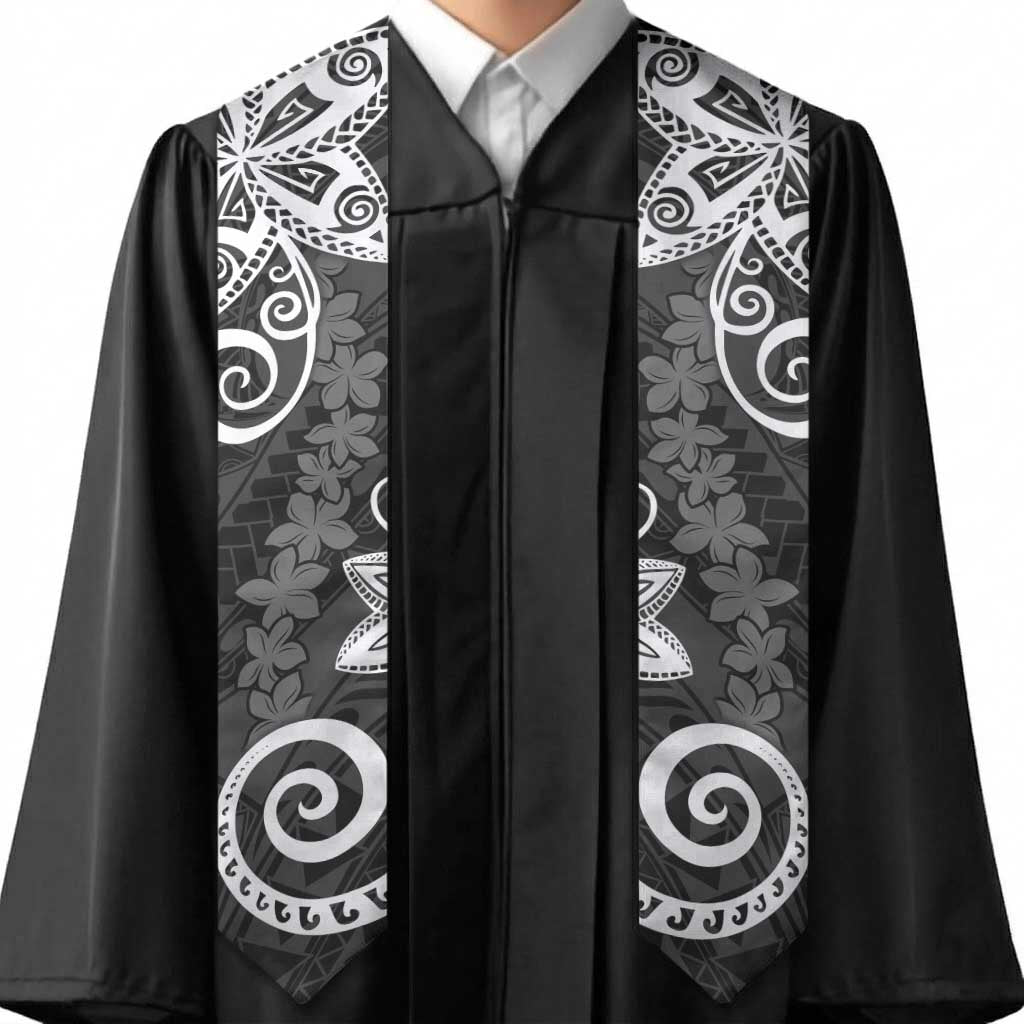 Polynesia Graduation Stole Black Floral Pattern