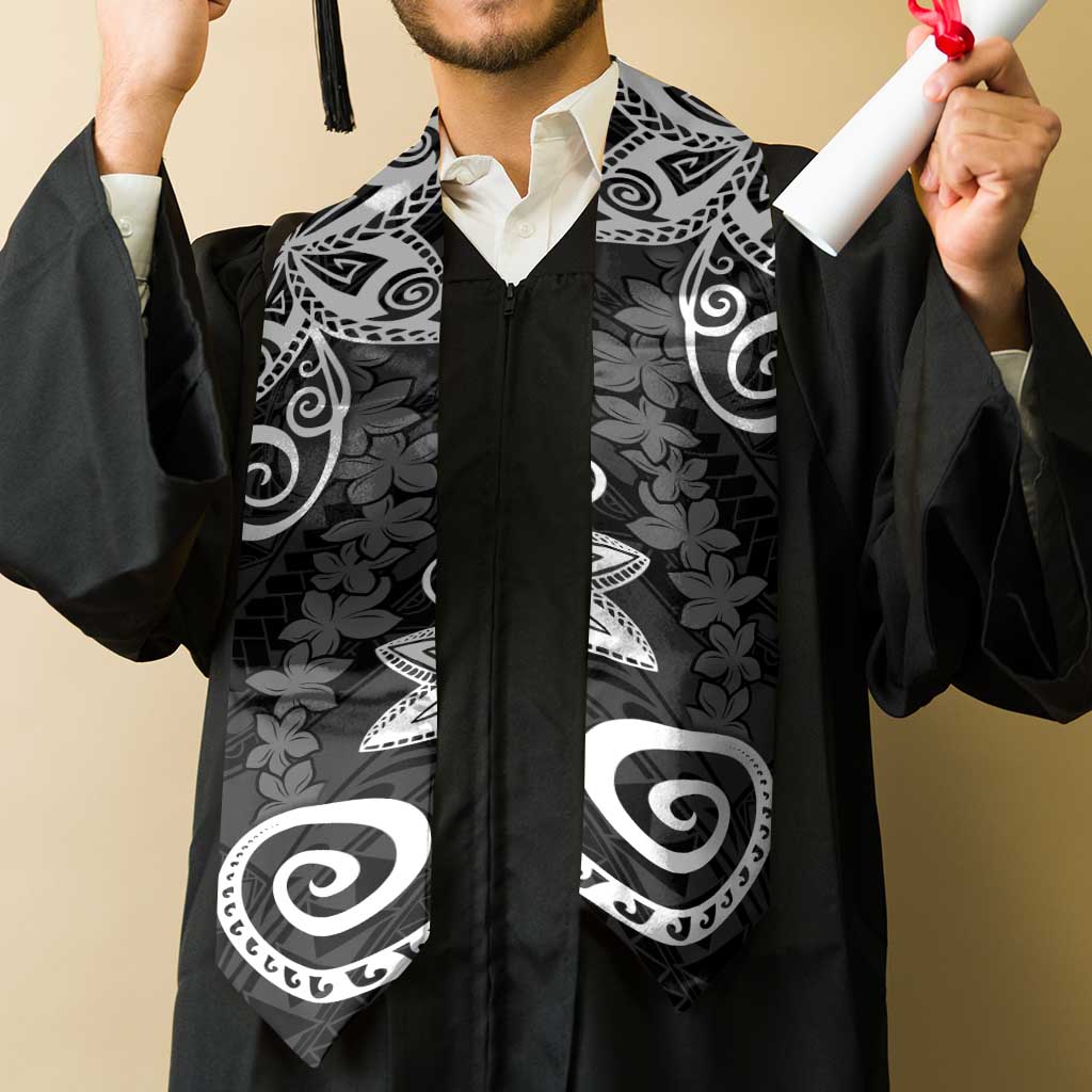 Polynesia Graduation Stole Black Floral Pattern