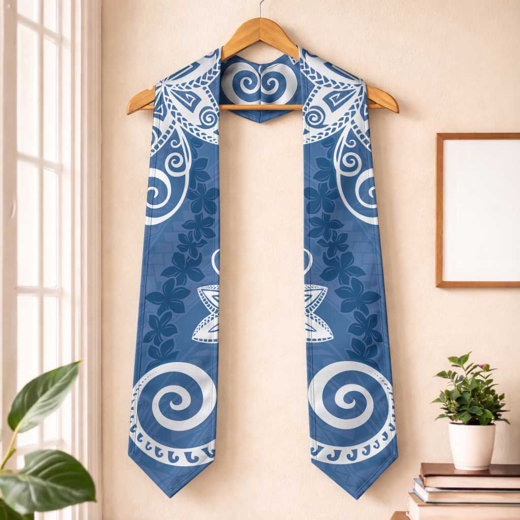 Polynesia Graduation Stole Blue Floral Pattern
