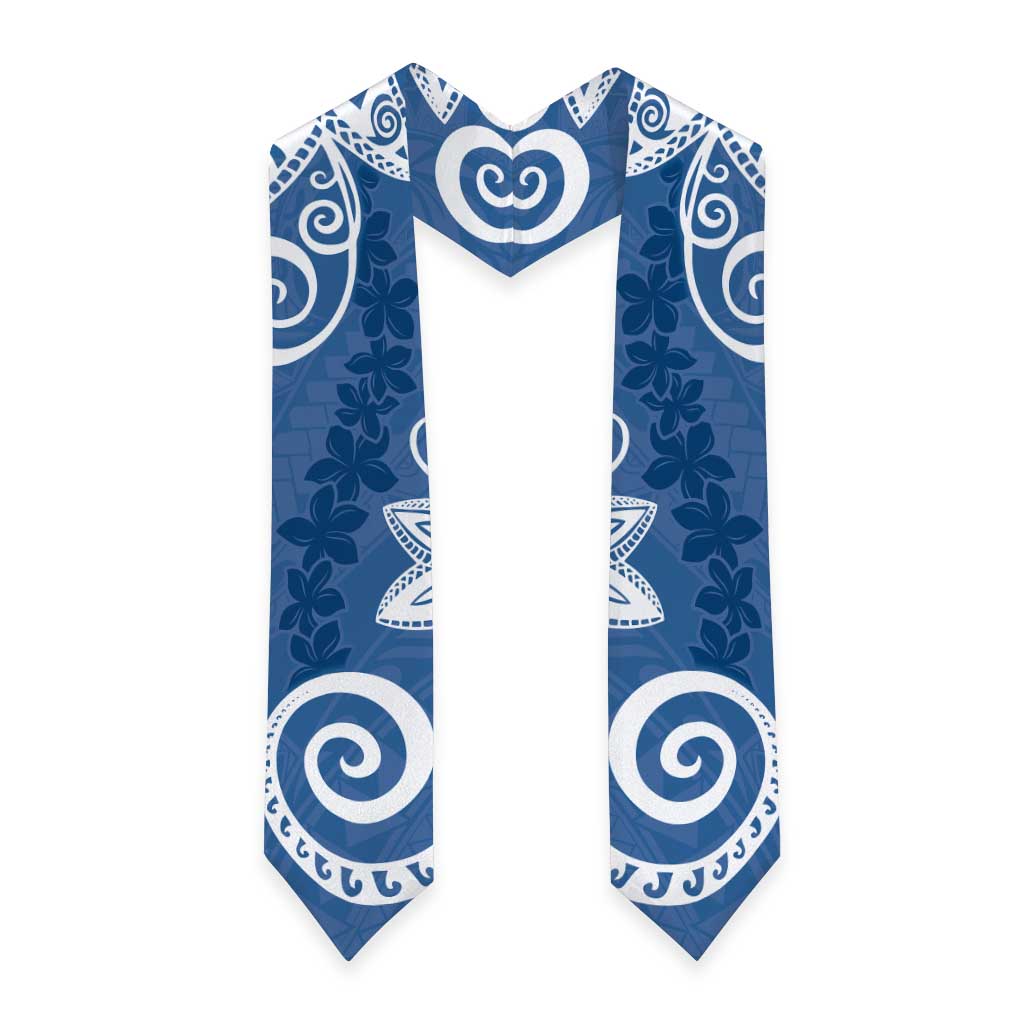 Polynesia Graduation Stole Blue Floral Pattern
