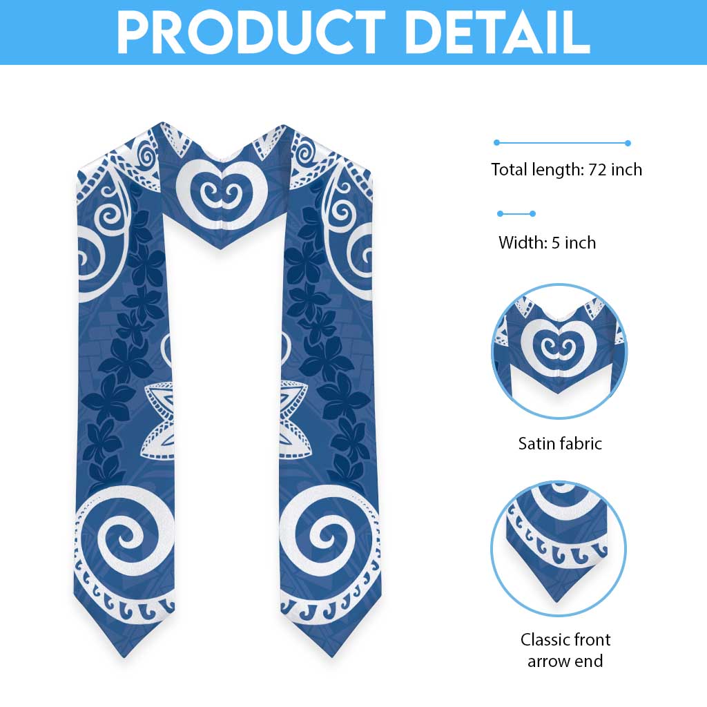 Polynesia Graduation Stole Blue Floral Pattern
