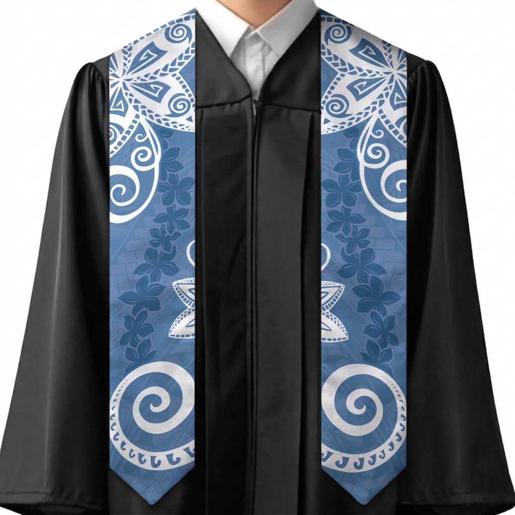 Polynesia Graduation Stole Blue Floral Pattern