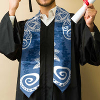 Polynesia Graduation Stole Blue Floral Pattern