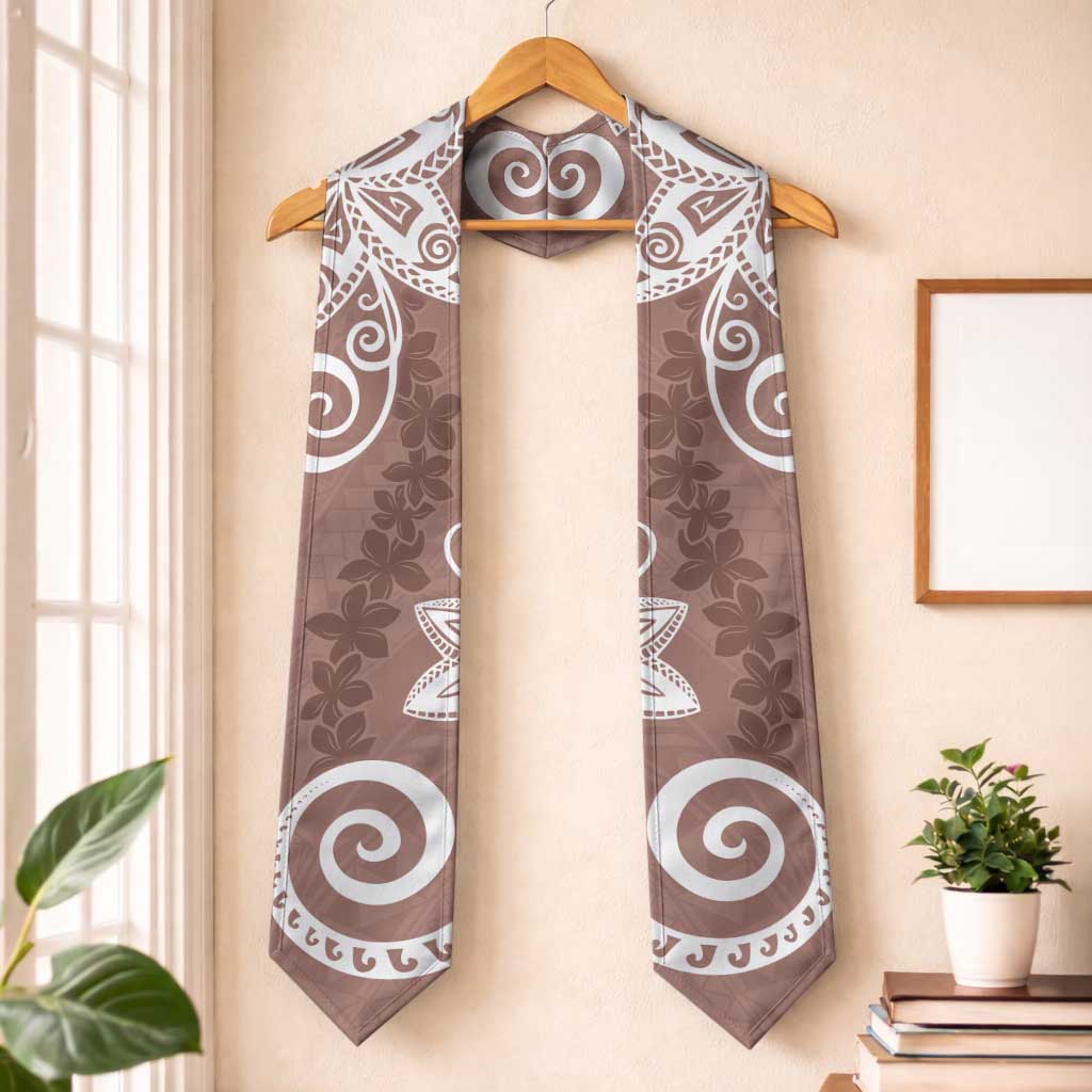 Polynesia Graduation Stole Brown Floral Pattern