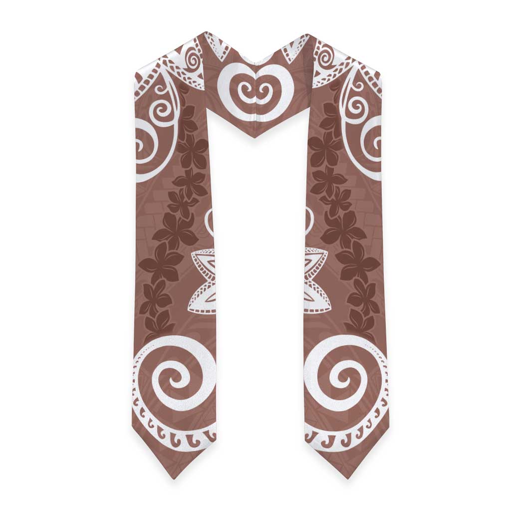 Polynesia Graduation Stole Brown Floral Pattern