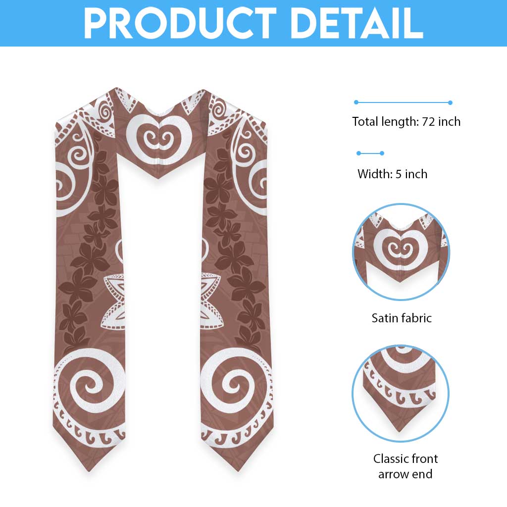 Polynesia Graduation Stole Brown Floral Pattern