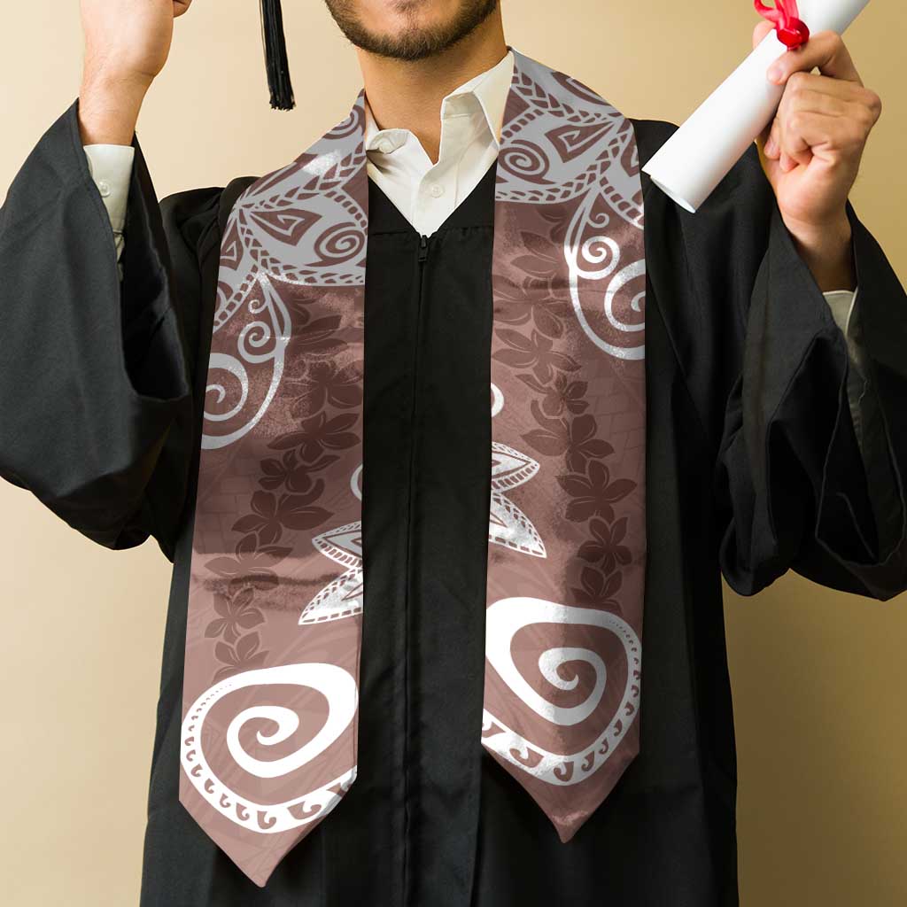 Polynesia Graduation Stole Brown Floral Pattern