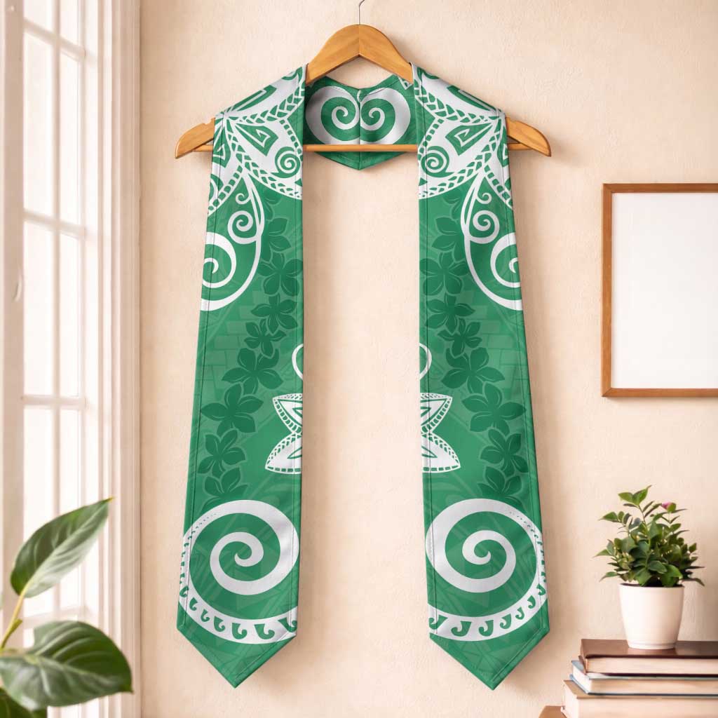 Polynesia Graduation Stole Green Floral Pattern