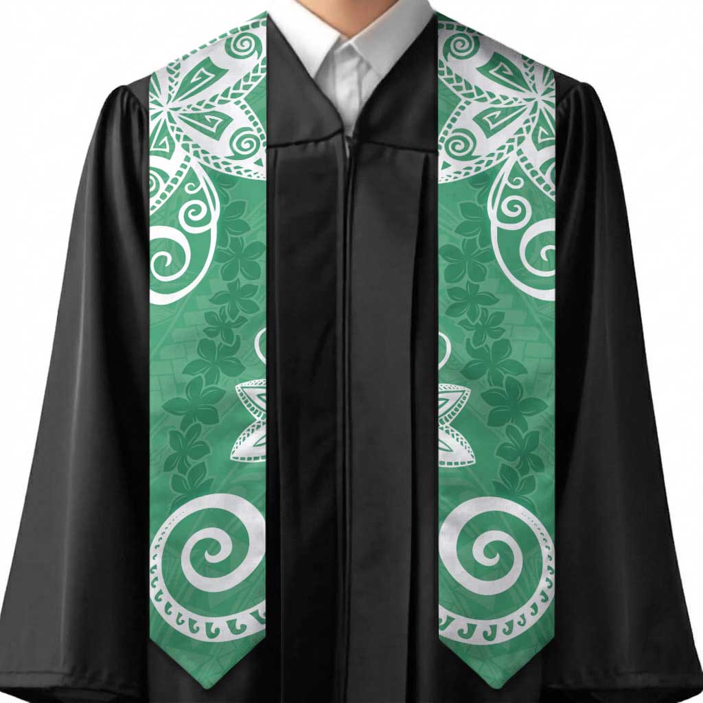 Polynesia Graduation Stole Green Floral Pattern