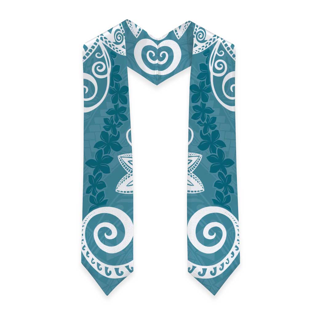 Polynesia Graduation Stole Hippie Blue Floral Pattern