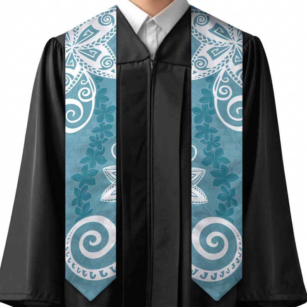 Polynesia Graduation Stole Hippie Blue Floral Pattern