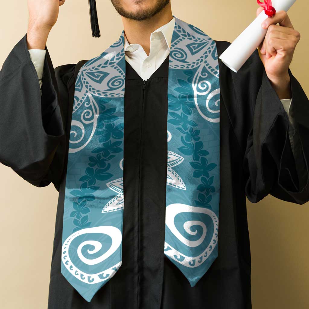 Polynesia Graduation Stole Hippie Blue Floral Pattern