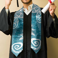 Polynesia Graduation Stole Hippie Blue Floral Pattern