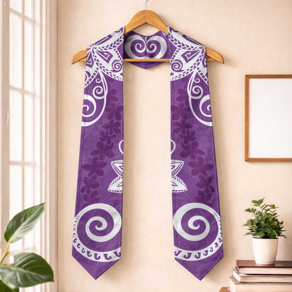 Polynesia Graduation Stole Purple Floral Pattern