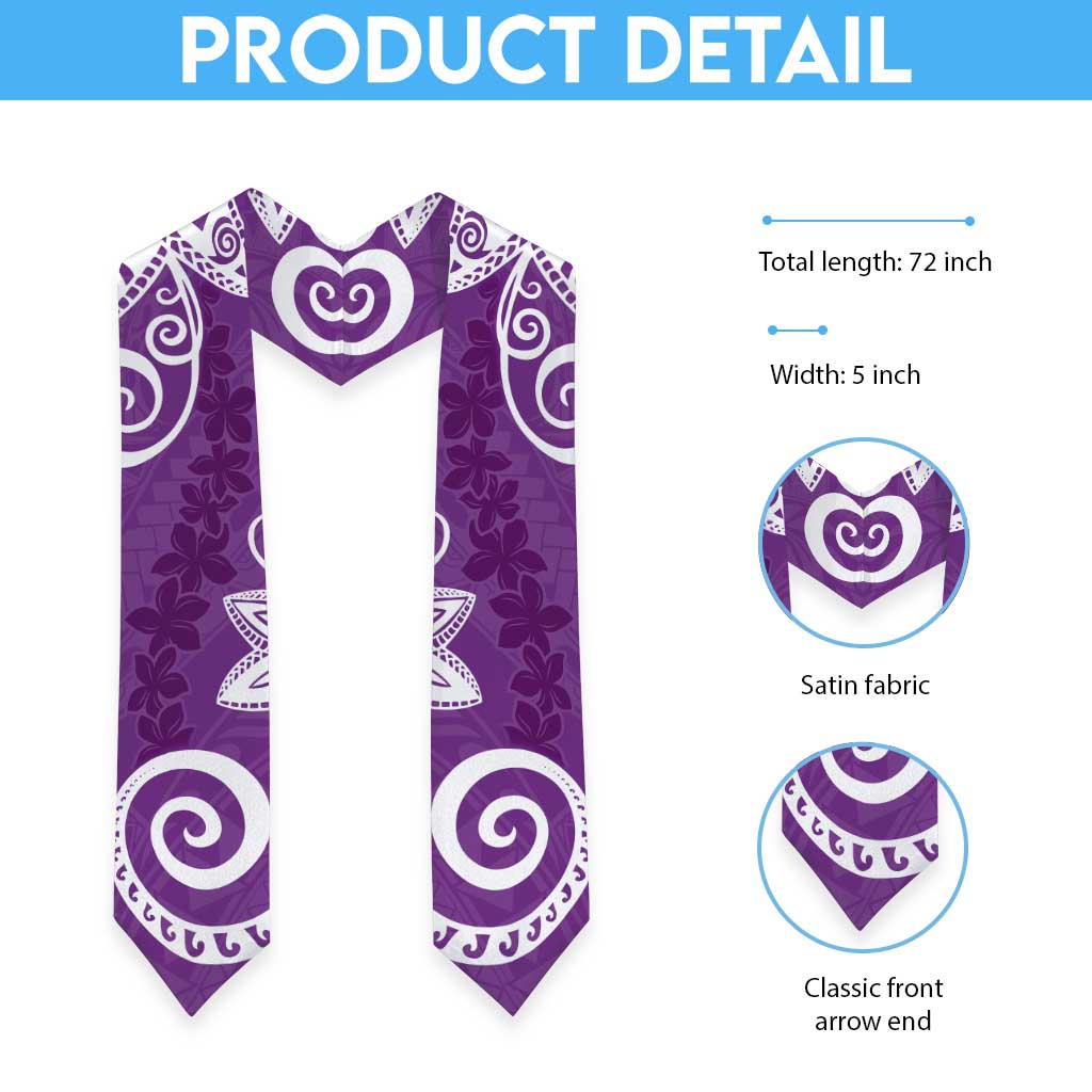 Polynesia Graduation Stole Purple Floral Pattern