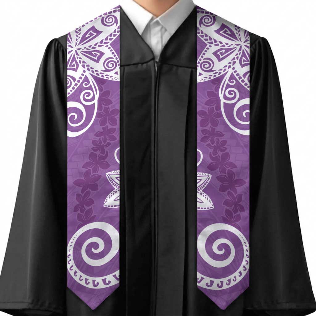 Polynesia Graduation Stole Purple Floral Pattern
