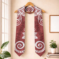 Polynesia Graduation Stole Red Floral Pattern