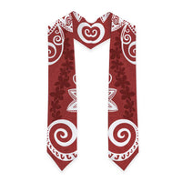 Polynesia Graduation Stole Red Floral Pattern