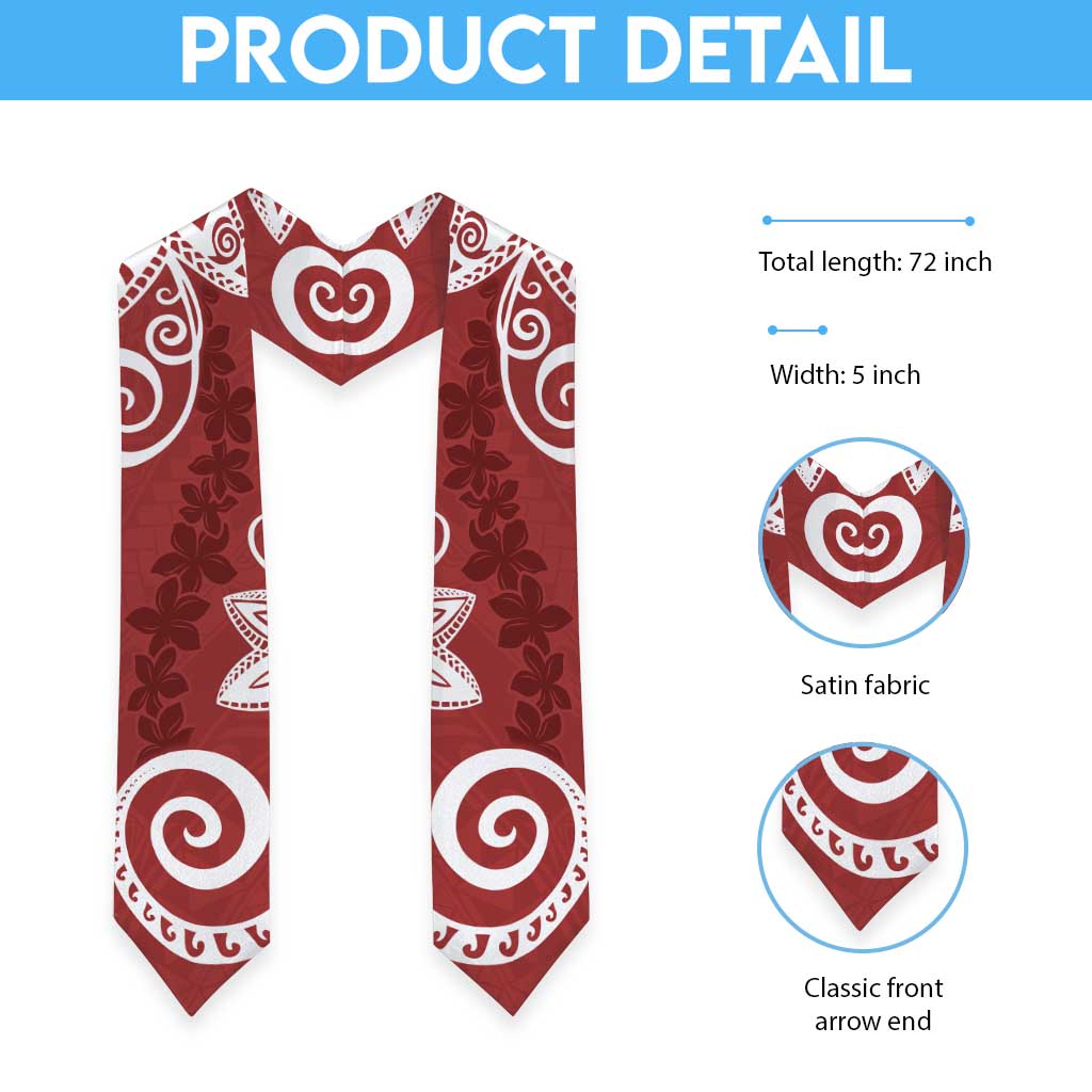 Polynesia Graduation Stole Red Floral Pattern
