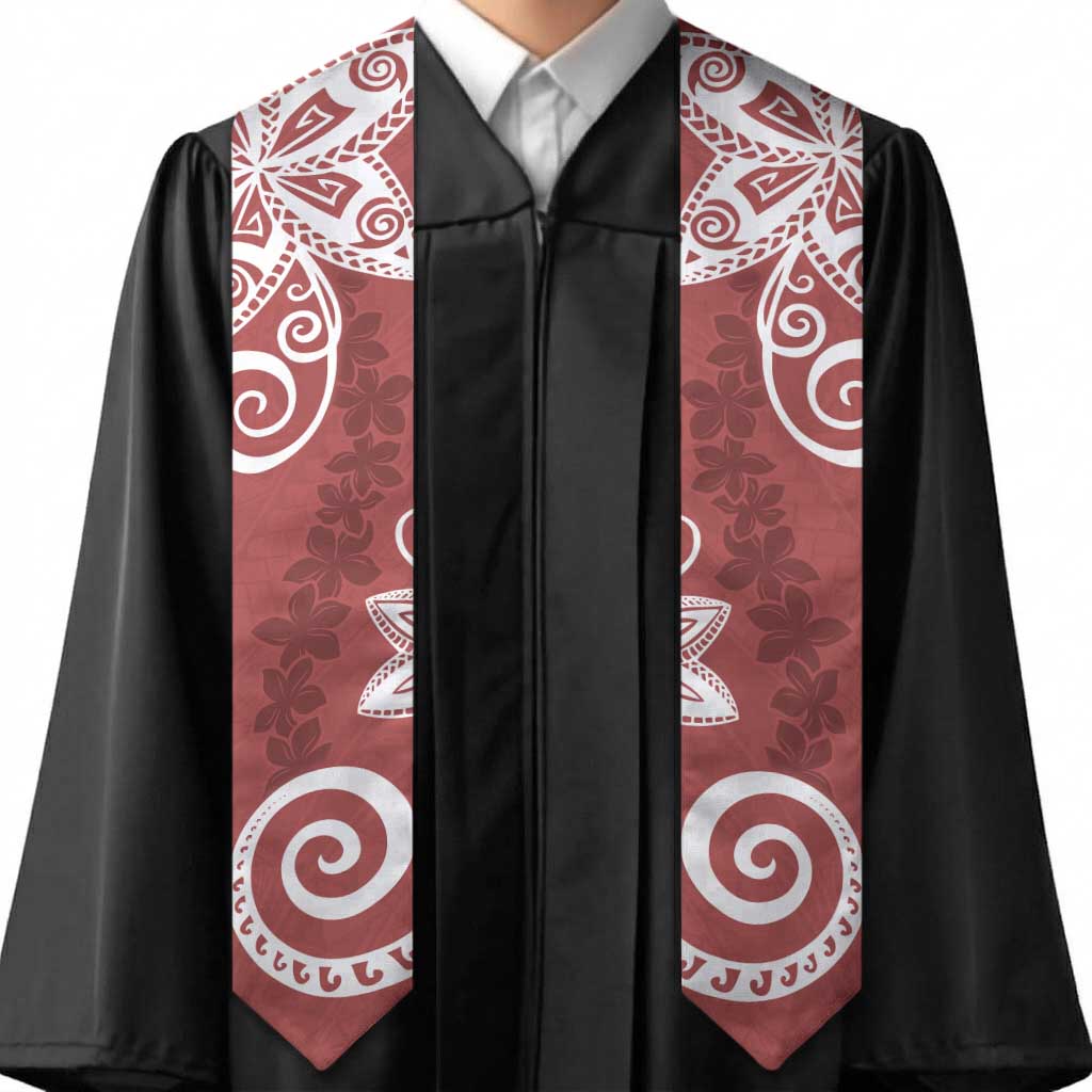 Polynesia Graduation Stole Red Floral Pattern