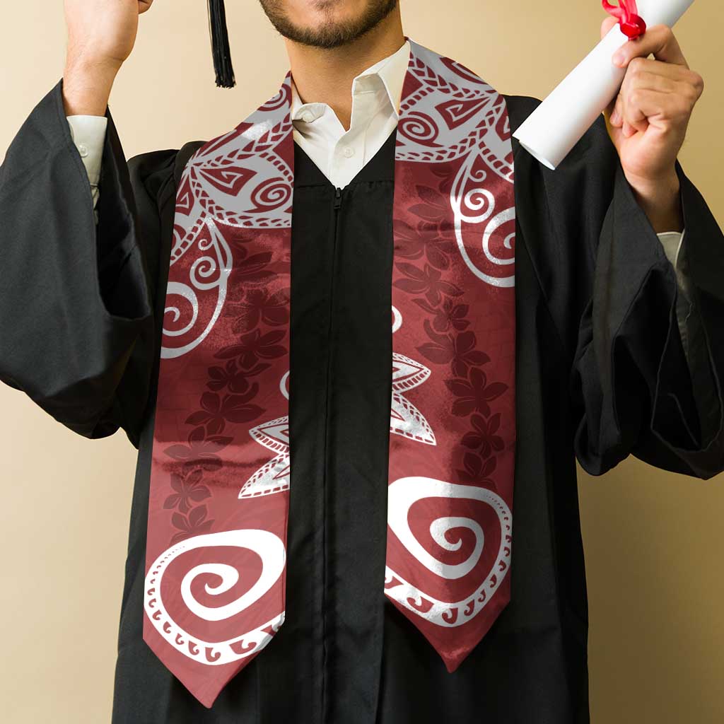Polynesia Graduation Stole Red Floral Pattern