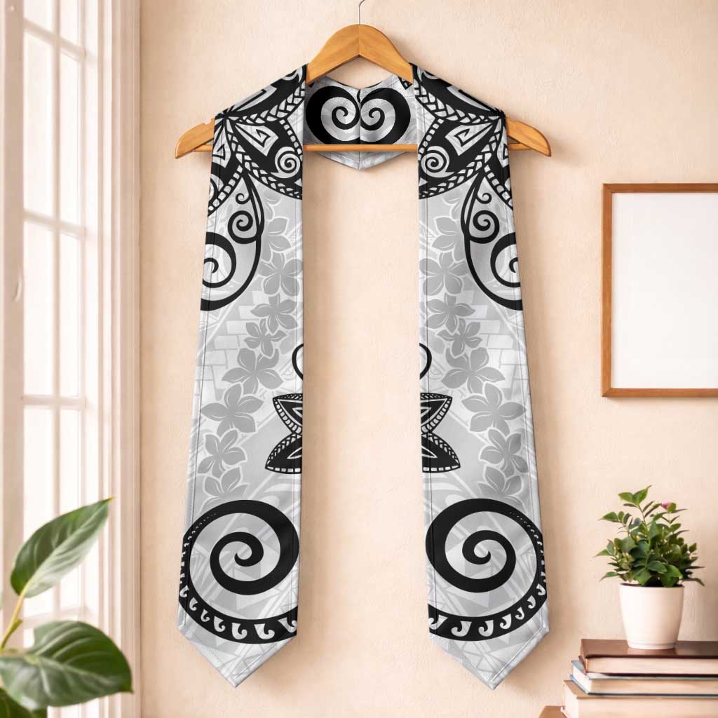 Polynesia Graduation Stole White Floral Pattern