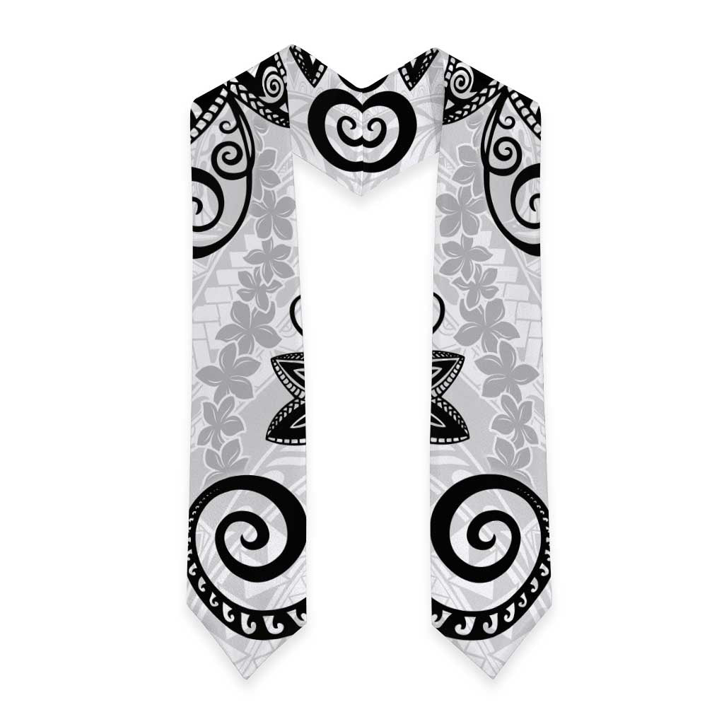 Polynesia Graduation Stole White Floral Pattern