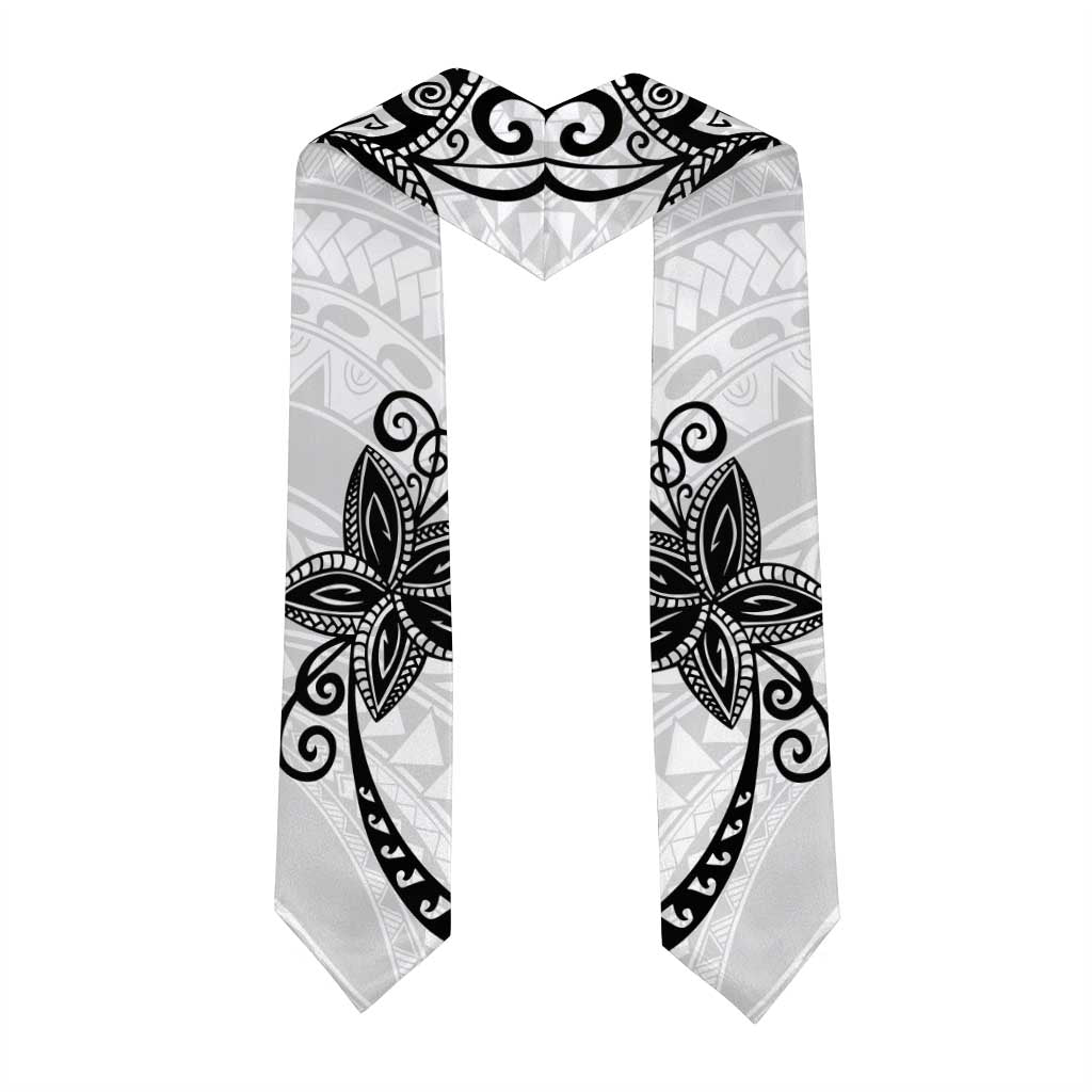 Polynesia Graduation Stole White Floral Pattern
