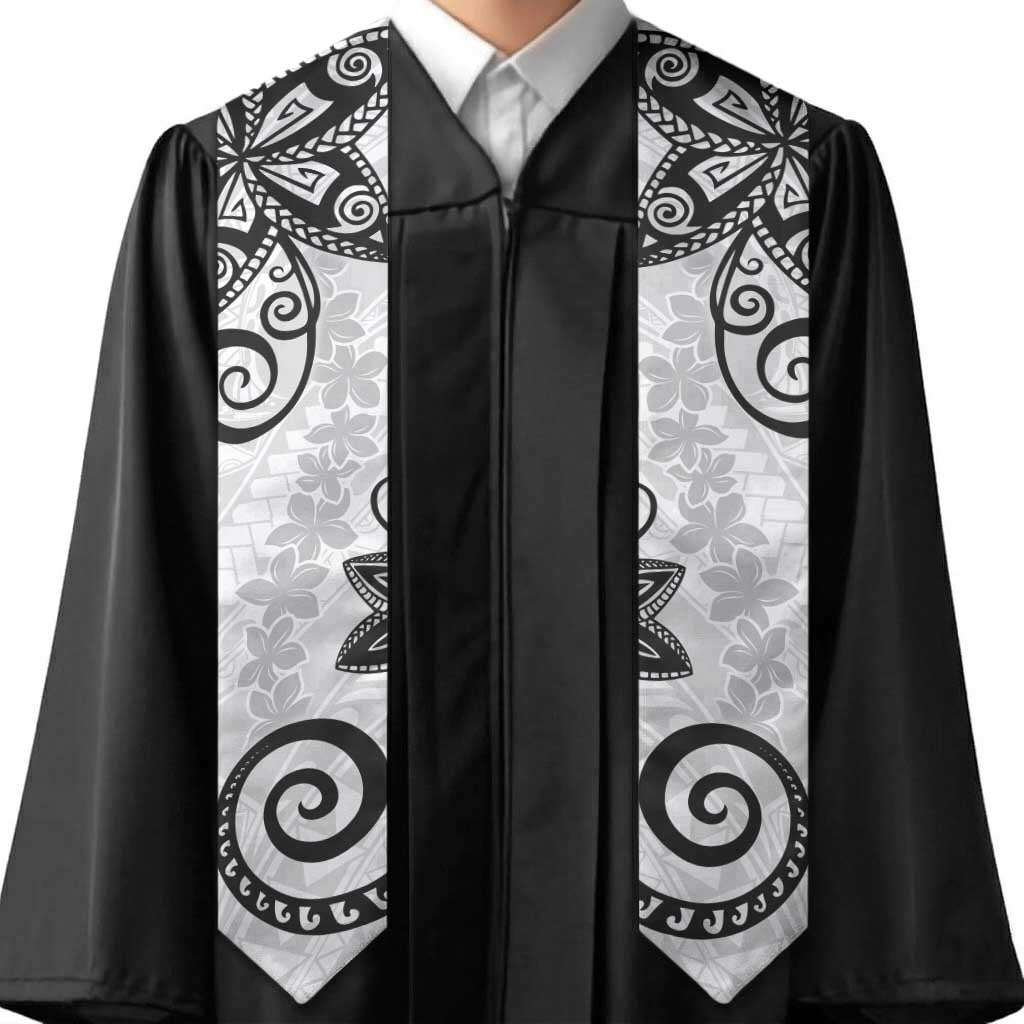 Polynesia Graduation Stole White Floral Pattern