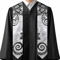 Polynesia Graduation Stole White Floral Pattern