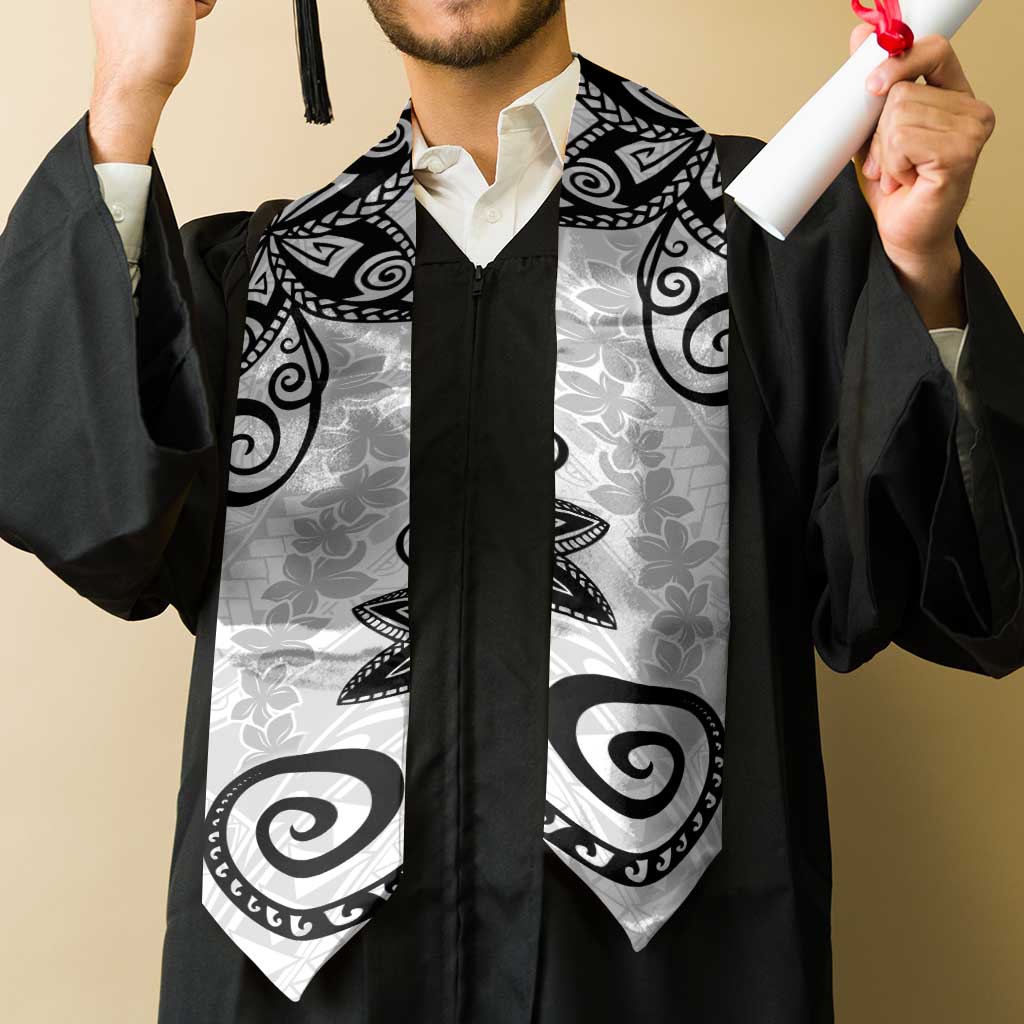 Polynesia Graduation Stole White Floral Pattern
