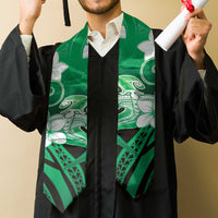 Polynesia Hammerhead Shark Graduation Stole Green Tribal Pattern With Plumeria