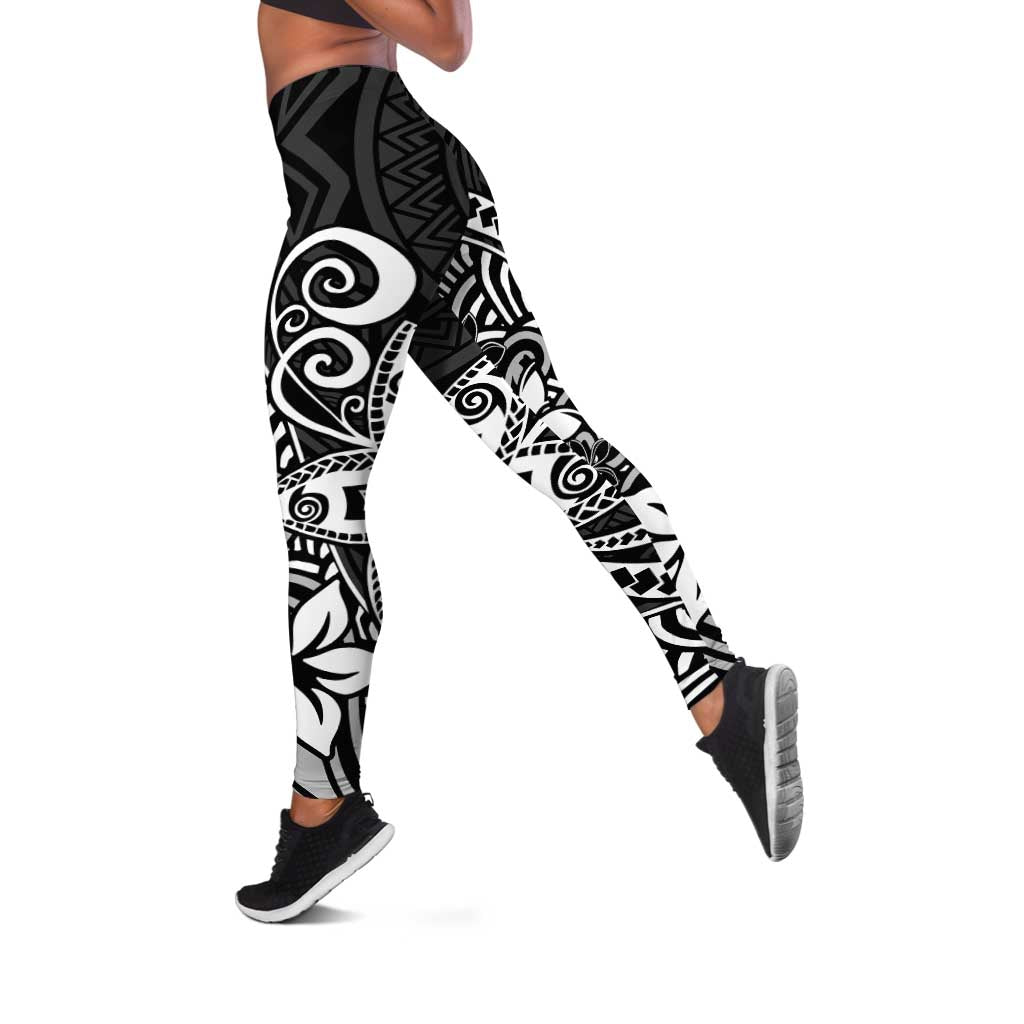 Polynesia Leggings Plumeria Black Curves