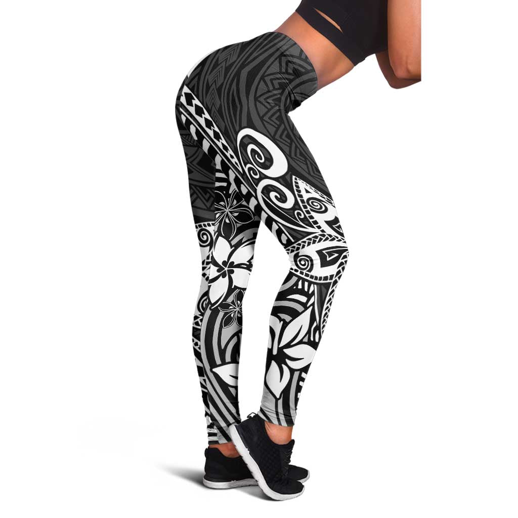 Polynesia Leggings Plumeria Black Curves