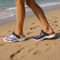 Polynesia Romantic Valentine Clogs Shoes Sea Turtle Couple With Purple Gradient Plumeria LT05 - Polynesian Pride