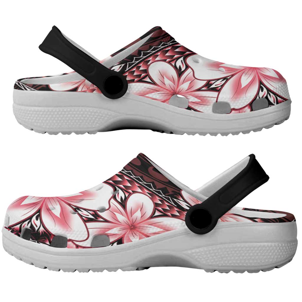 Polynesia Romantic Valentine Clogs Shoes Sea Turtle Couple With Red Gradient Plumeria